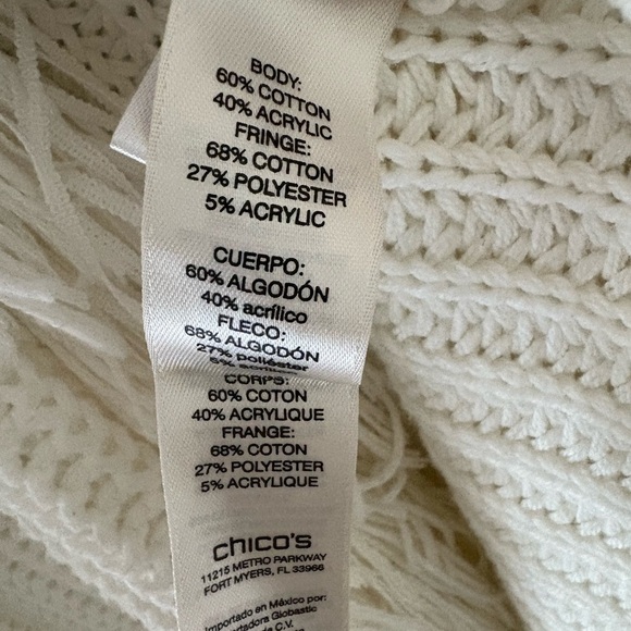 Western Boho bohemian 70s White Fringe Cardigan Sweater Chicos Size 16 (3) - Picture 6 of 11